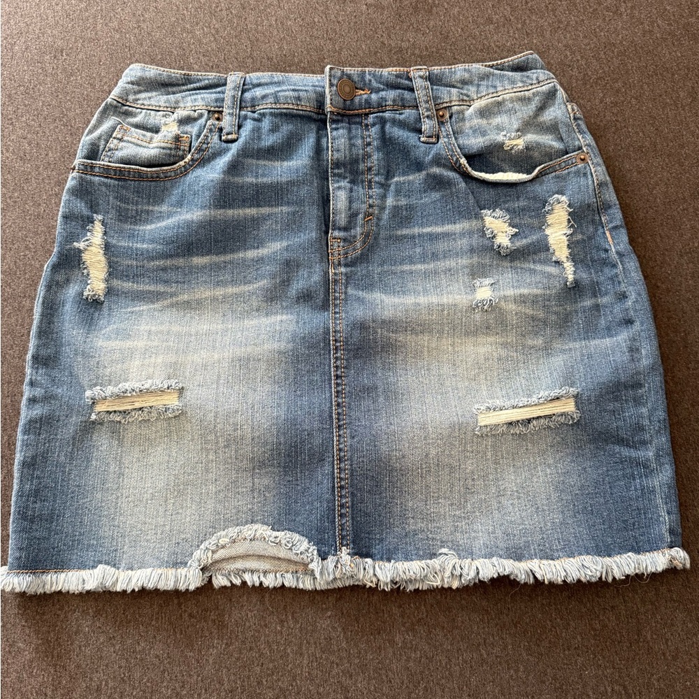 Mossimo Supply Co. Blue Distressed Mini Skirt Size 10